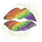 Sexy Rainbow Color Lips Printable Giltter Crystal Iron On Stickers